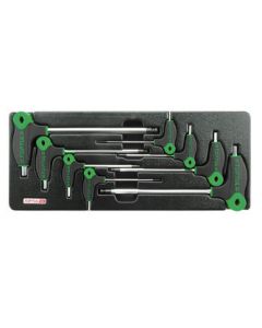 TOPTUL - Комплект Г-образни шестостени, заоблен край, с дръжка, раздвижени, 8 бр.